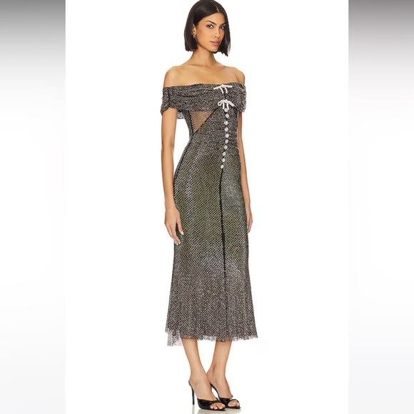 Diamante Midi Dress in Black